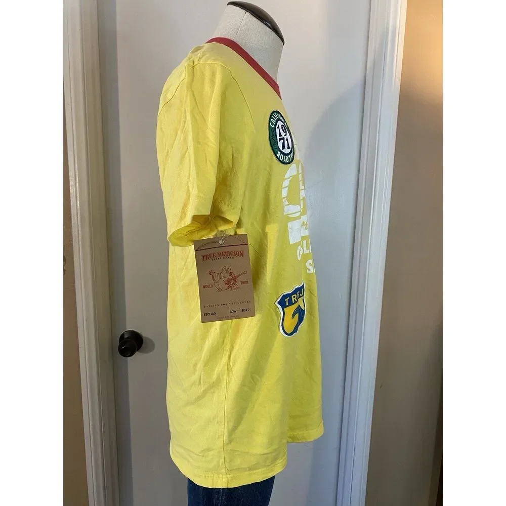 True Religion NWT Calif Gas Lamp Quarter‎ San Diego Yellow Shirt W/Patches